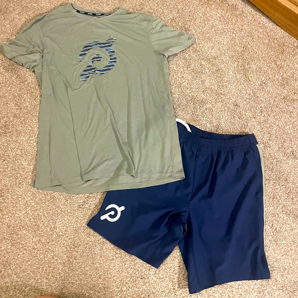 Peloton Bundle Shorts (L) and T-Shirt (XL). NWOT